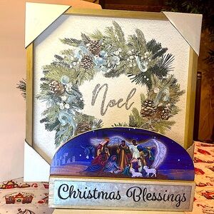 NEW 2 PIECE HOLIDAY CHRISTMAS PICTURE SET